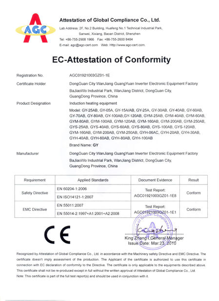 China Guangyuan Technology (HK) Electronics Co., Ltd. certificaten
