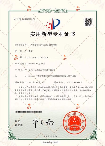 China Guangyuan Technology (HK) Electronics Co., Ltd. certificaten